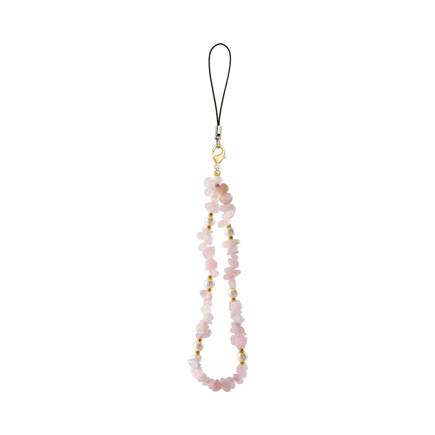 Natural Crystal Chip Stone Beaded Phone Lanyard – Raw Gemstone & Pearl Charm Strap for Phones, Wallets, Earbuds, Keys | Boho Chic Mobile Accessory